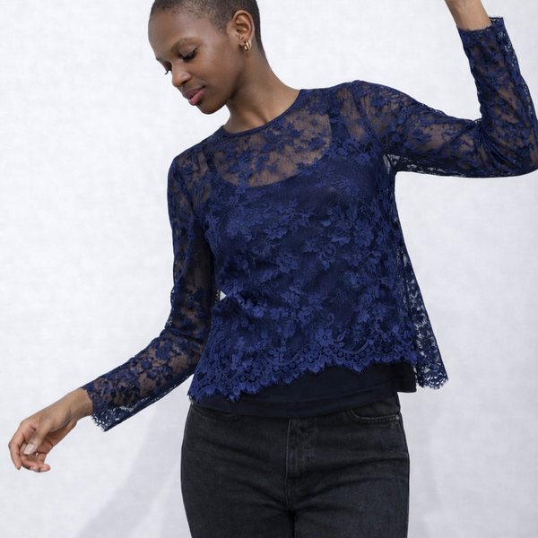 Polera Encaje Blue