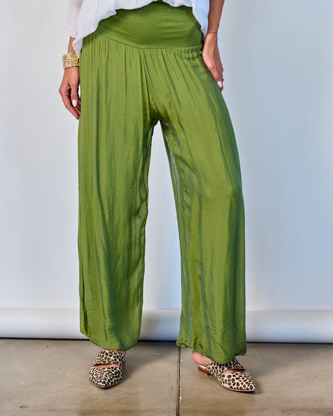 Pantalón Seda Verde